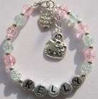 Girls Personalised Hello Kitty Pink Bracelet   Any Name