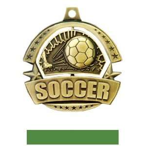   Soccer Medals M 720S GOLD MEDAL/GREEN RIBBON 2.25: Sports & Outdoors