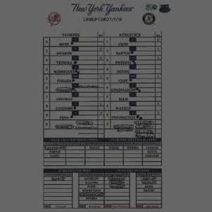 Yankees at Athletics 7 07 2010 Game Used Lineup Card 