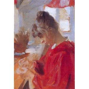     Peder Severin Kroyer   32 x 48 inches   Marie en vestido rojo