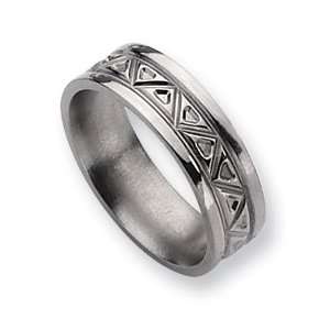  Titanium Tribal Design 7mm Polished Band TB65 12 Jewelry