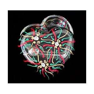   Poinsettia Design   Hand Painted   Heart Shaped Box