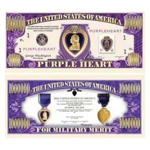    Set of 10 Bills Purple Heart Million Dollar Bill: Toys & Games