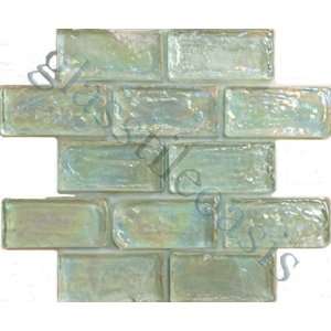   Aqua Bricks Glossy & Iridescent Glass Tile   13329
