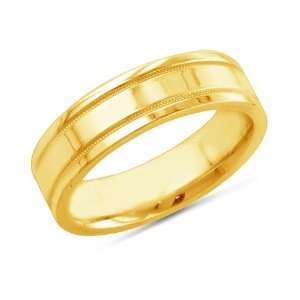    6mm Flat Comfort Fit Milgrain Wedding Band Ring SIZE 12.5 Jewelry