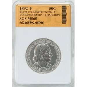 1892 MS65 World Columbian Expo Silver Commemorative Half Dollar Graded 