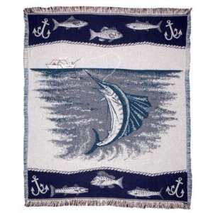  Deep Sea Fishing Afghan Throw Blanket 50 x 60