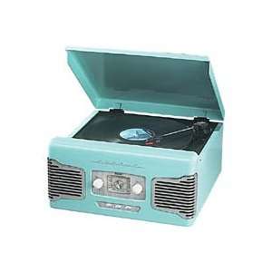   50s Style Turntable Stereo with AM/FM Radio, Turquoise Electronics