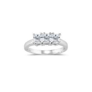  1.26 Cts White Sapphire Ring in 14K White Gold 5.0 