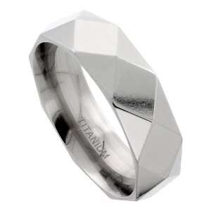    Titanium 8 mm (5/16 in.) Faceted Comfort Fit Band 8.5: Jewelry