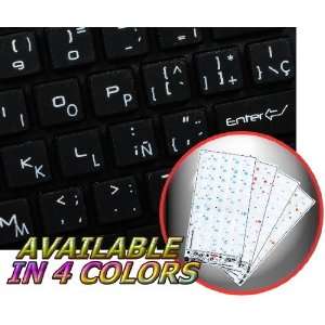 APPLE SPANISH KEYBOARD STICKER WITH WHITE LETTERING TRANSPARENT 