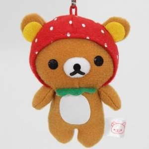  San X Rilakkuma plush charm brown bear strawberry: Toys 