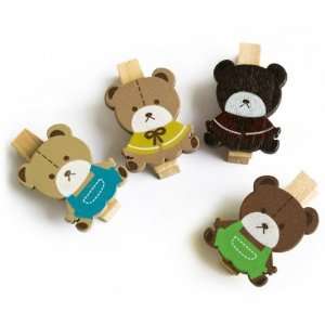   Lovely Bear]   Wooden Clips / Wooden Clamps / Mini Clips Electronics