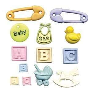  12 PACK FLATBACK BUTTONS BABY DAYS Papercraft 