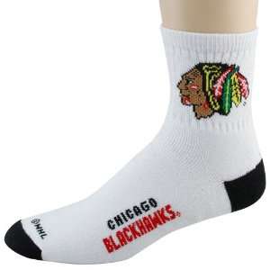  Chicago Blackhawks White Team Logo Quarter Length Socks 