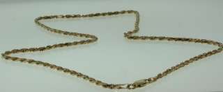 14k yellow gold diamond cut rope necklace 16.25 vintage 9g 2.25mm 