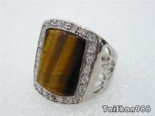 Real Tigereye Opal silver Crystal Ring size: 8.9.10.11  