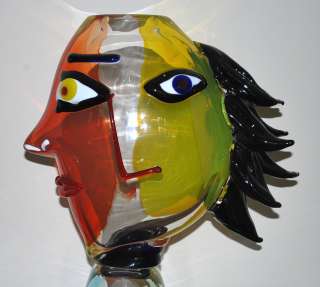 HOMAGE TO PICASSO BY A. BARBARO MURANO GLASS HEAD VASE  