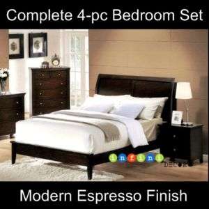 Modern Soho Espresso Queen Size Bed Bedroom Set Frame  