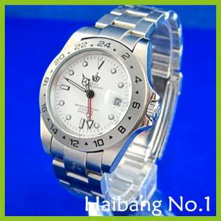 Luxury Mens GMT Dual Time Zone S/Steel Date Automatic Mechnical Wrist 
