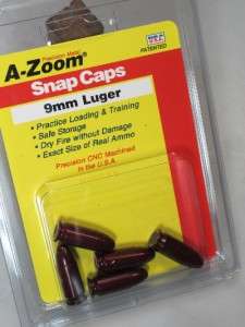 9mm Luger A ZOOM Pack of 5 SNAP CAPS  Solid Anozidized Dummy Training 