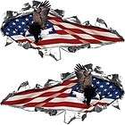 Ripped Torn Metal Tear American Flag Eagle Decals 01M