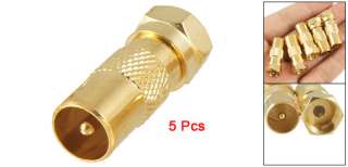 Gold Tone Plated F Type Male to TV Male Adapter 5 Pcs  