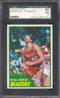 1981 Topps #36 Mychal Thompson Blazers SGC 98 Gem pop 2  