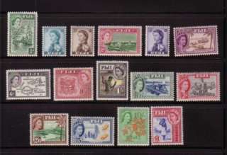Fiji Sc 147 62 1954 1st QE II & views long stamp set  