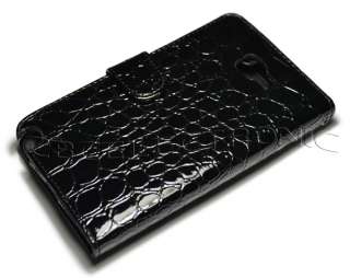 New Black PU Alligator Design Wallet case holster for Samsung i9220 