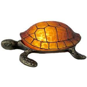   Pretty Amber Glass Turtle W/black Table Lamp  4495: Home Improvement