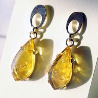 DESCRIPTION:  Baltic Amber Sterling Silver Earrings. Elegant and 