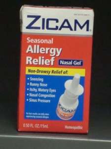 Zicam Season Allergy Relief Nasel Gel .5fl oz Exp 07/2012  