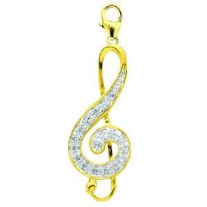  14K Yellow Gold Diamond Music Clef Charm: Jewelry