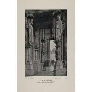  1911 Print Chartres Cathedral France Gothic Statues 