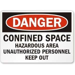  Danger: Confined Space Hazardous Area Unauthorized 