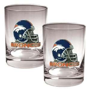  NIB Denver Broncos NFL 2pc Rocks Glass Cup Set: Sports 