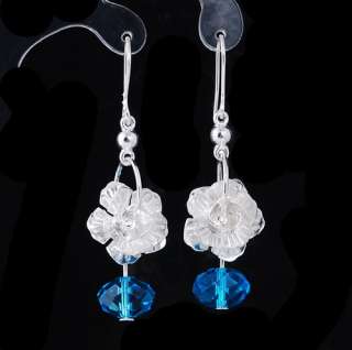 W20420 sway earrings flower glass crystal 12pairs lots free  