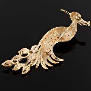 Fashion Xmas Gift Jewelry Peacock Shape 18K Gold GP Lady Girls Brooch 