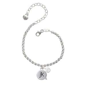 jk Just Kidding Text Chat Silver Plated Brass Charm Bracelet with 