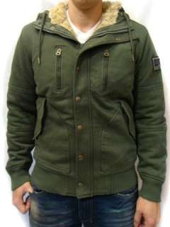 NWT DIESEL Mens Faux Fur Line Fleece Hoodie Wugi Jacket Army Green S M 