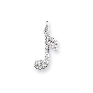 Sterling Silver Music Note Charm QC4761 Jewelry