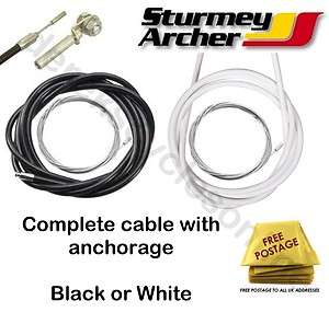 Gear Cable for Sturmey Archer 3 Speed Hub   Black or White   Complete 
