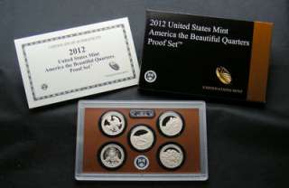 2012 America the Beautiful Quarters Proof 5 Coin Set (In Original Box 