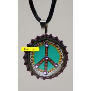    Natural Life Peace Sign Bottlecap Necklace: Everything Else