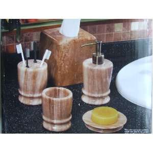 Brown Natural Marble Bathroom Accessories (5 piece):  Home 