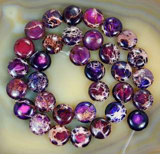 12mm Purple Sea Sediment Jasper Coin Beads 15.5  