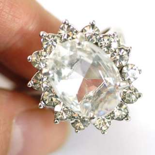 r7509 Size 9 Stylish Engagement White Sun Flower Gemstone 14K GP 