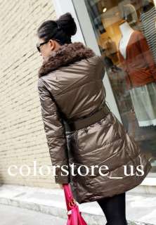 2011 Womens Winter Warm Wrap Fur Collar Slim 90% Duck Thick Long Down 