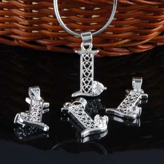 Clear Crystal Silver Plated Letter Words Charms Pendant  